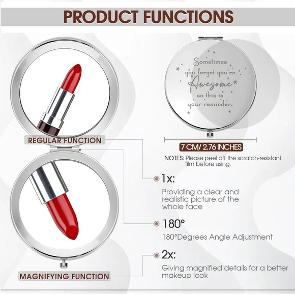 NEW Elegant Inspirational Compact Mirror with Rhinestones - Picture 3 of 8